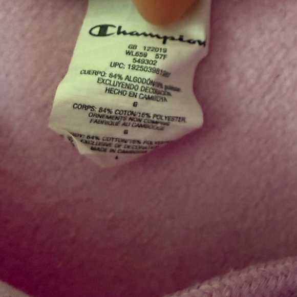 Champion|Light Pink cropped hoodie sweater,small logo•••Size LARGE, athleisure - Picture 10 of 13